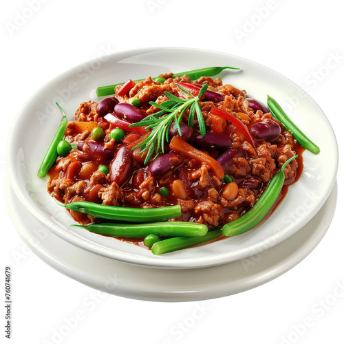 Turkey chili served with a side isolated on white background PNG transparent background