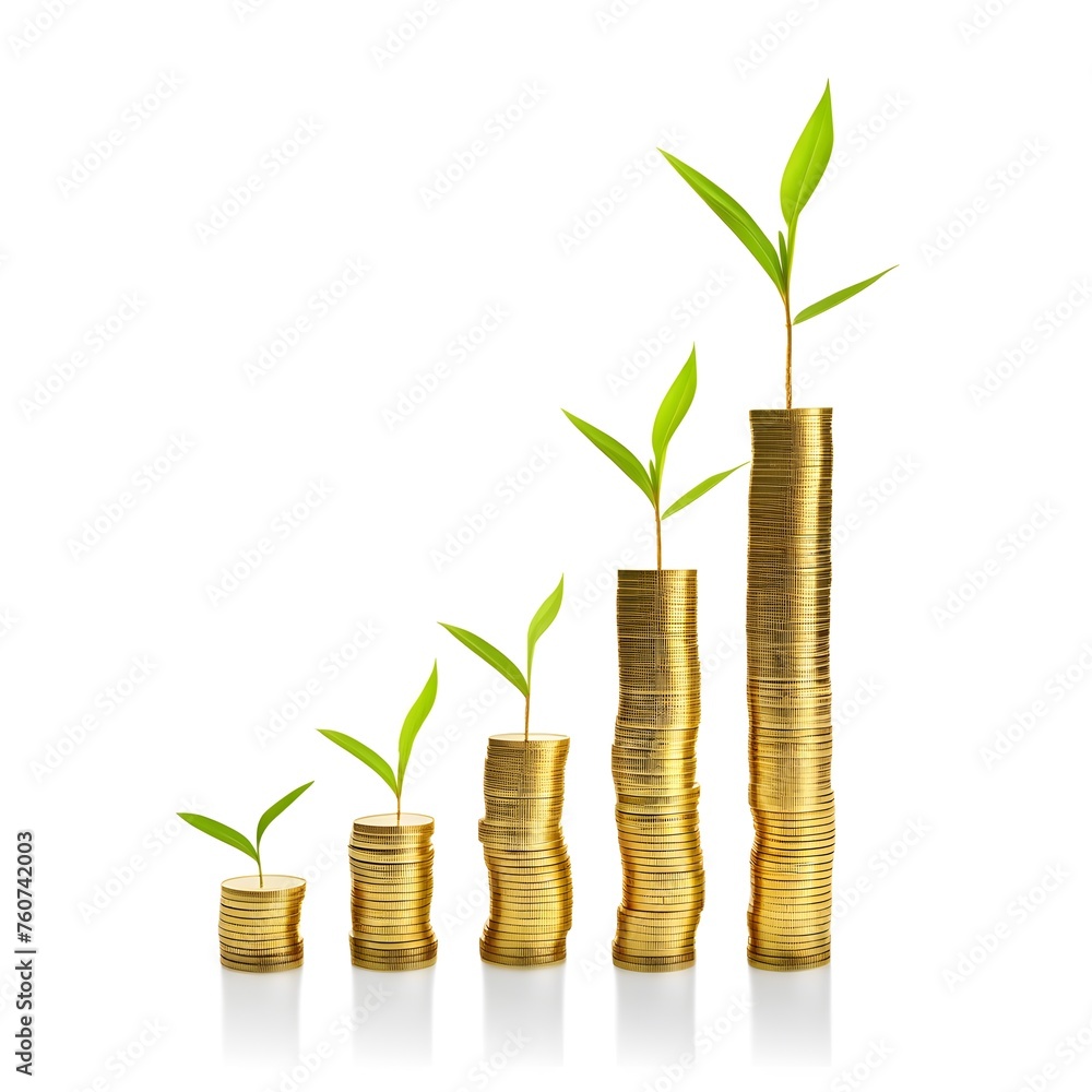 business growth and investment concepts tree growing on golden coin isolated on white. business growth and investment concepts tree growing on golden coin isolated on white.