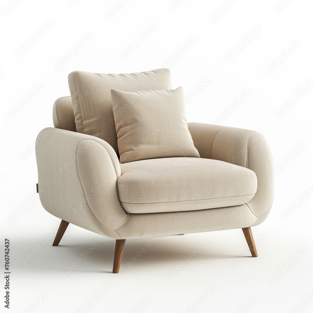 A modern beige armchair that exudes comfort and elegance A modern beige armchair that exudes comfort and elegance