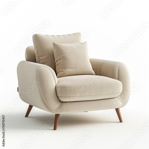 A modern beige armchair that exudes comfort and elegance