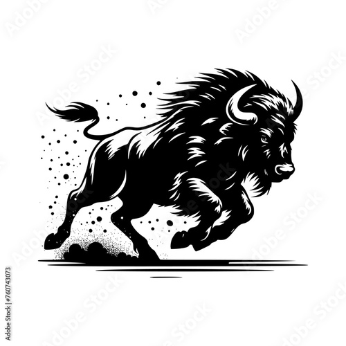 Silhouette of a charging bull isolated on a white background. Vector isolated of a mad bull, perfect for tattoo, logo, branding.