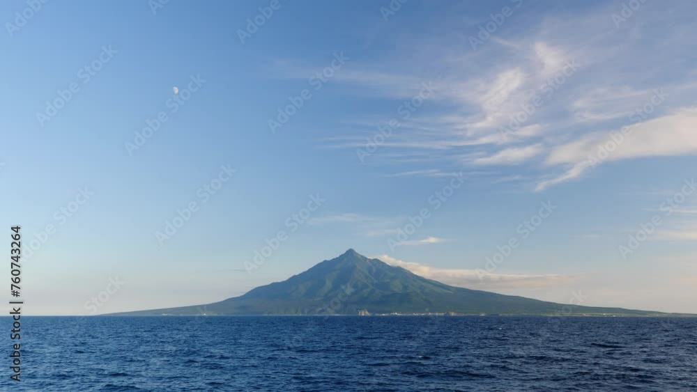 The scenery of Rishiri Island seen from the sea. The scenery of Rishiri Island seen from the sea.