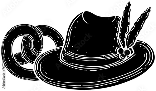 food illustration bretzel silhouette cake logo pretzel icon heart outline oktoberfest lover snack couple cookie party celebration bavaria bakery shape cook cracker bread for vector graphic background