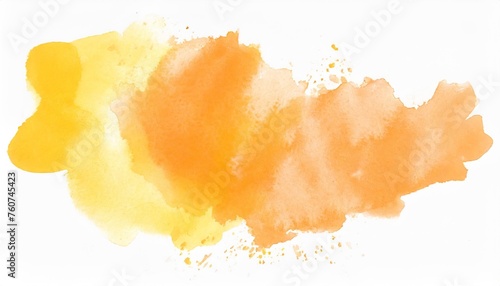 beautiful orange and yellow watercolor splash paint isolated on white texture or grunge background