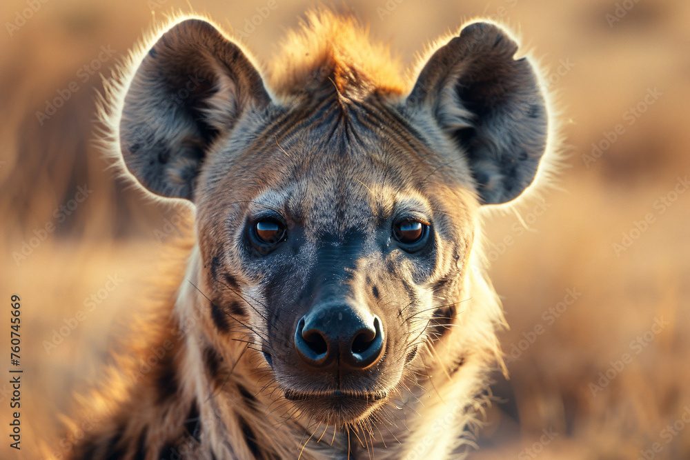 Obraz premium Head of wild Hyena in front of blurry background