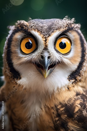 A wide-eyed owl with a surprised expression  AI generated illustration © Olive Studio