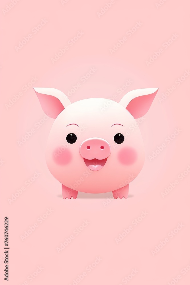 Cute minimalist piglet with a humorous expression AI generated illustration Cute minimalist piglet with a humorous expression AI generated illustration