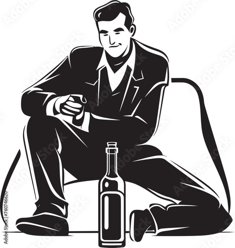 Spirit Sojourn Iconic Logo Design Booze and Beyond Vector Man with Bottle Emblem