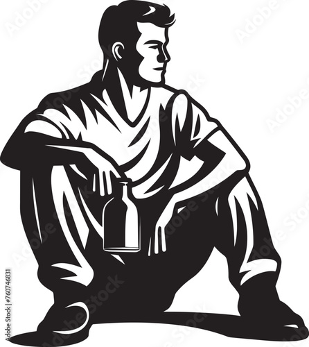 Draughts of Deep Thought Emblematic Drinking Icon Rum Soaked Reverie Vector Sitting Figure
