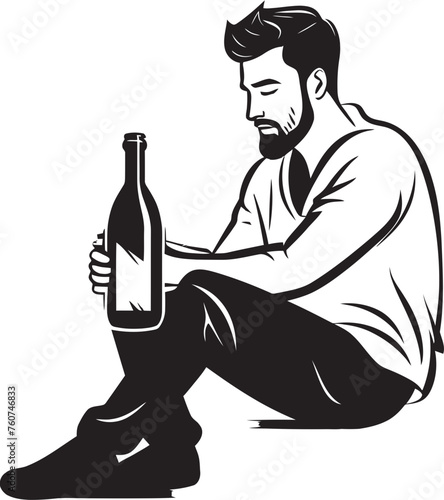 Ale Ambitions Iconic Man with Alcohol Bottle Spirit Sojourn Symbolic Alcohol Logo