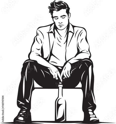 Rumination in Rum Vector Logo Inspiration Meditative Libations Symbolic Sitting Figure