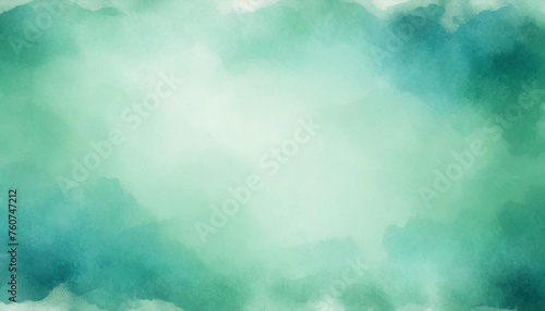 green background with soft blurred marbled texture grunge on borders old vintage distressed light blue paper illustration with faded yellowed center copyspace