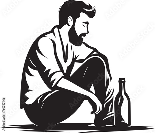 Bacchus Blessing Symbolic Sitting Man with Bottle Whiskey Whispers Iconic Alcohol Bottle Emblem