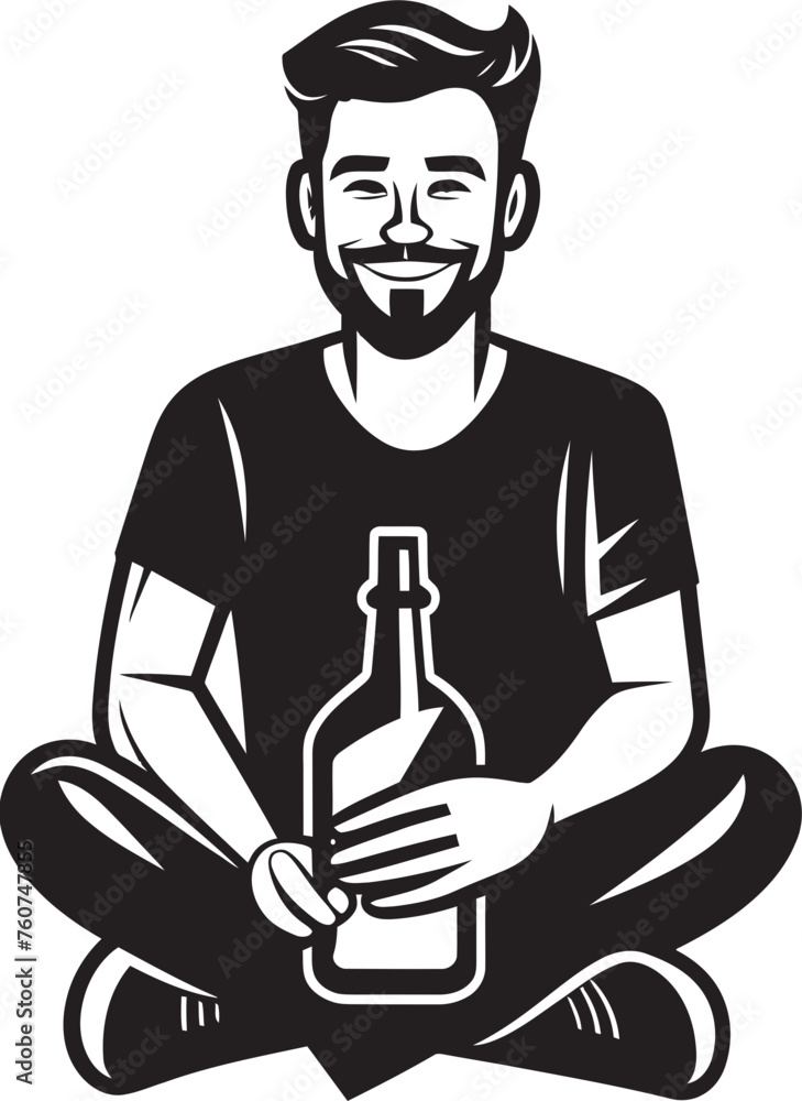 Bacchus Blessing Vector Logo Representation Liquid Musings Man with Alcohol Bottle Icon Bacchus Blessing Vector Logo Representation Liquid Musings Man with Alcohol Bottle Icon