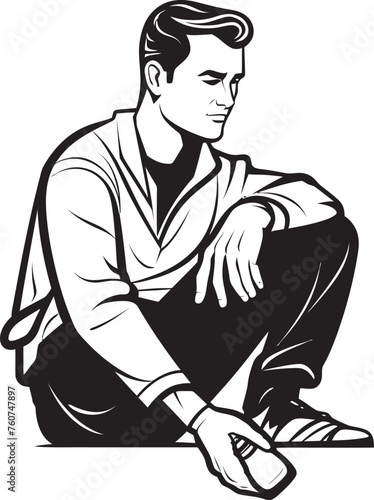 Intoxicating Inspirations Iconic Sitting Man Emblem Bacchus Balance Vector Alcohol Bottle Design