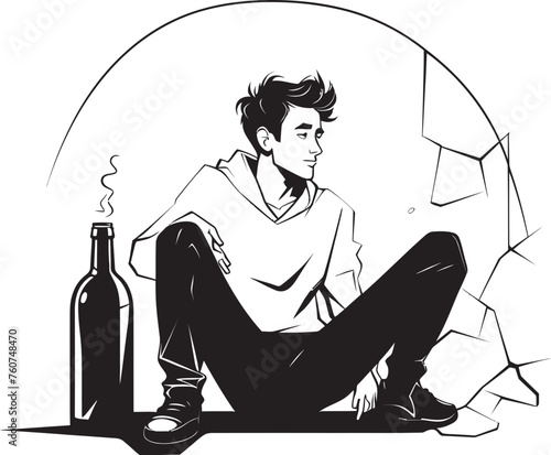 Spirits of Solitude Iconic Logo Design Rum Soaked Reverie Vector Illustration of a Drinker