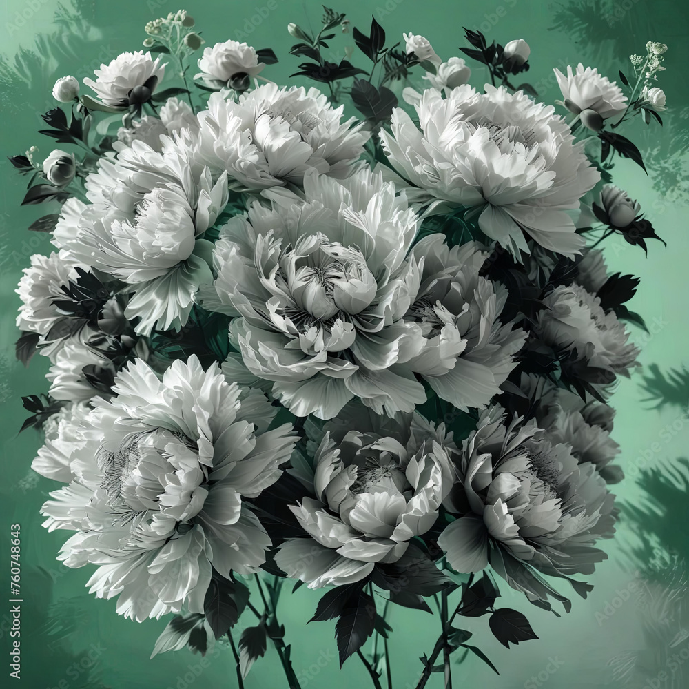 Blower Bouquet on Green Background with Cartoonish Features Gen AI
