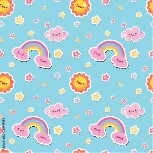 seamless pattern with birds and clouds