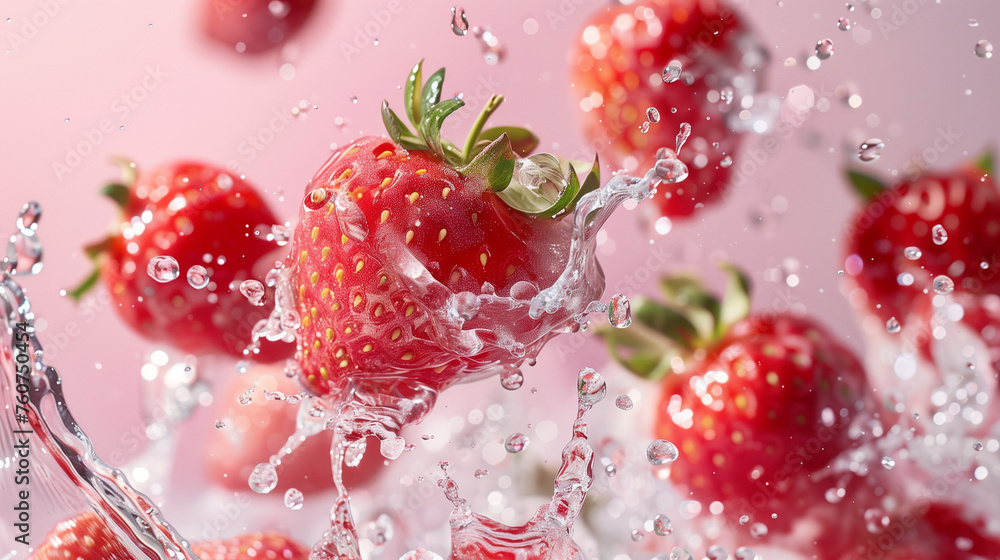 Strawberries falling into water Strawberries falling into water