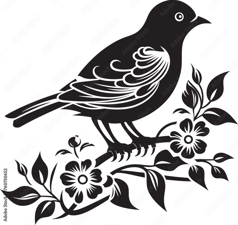 Naklejka premium Floral Feathers Vector Emblem of Floral Pigeon Winged Radiance Aesthetic Pigeon Logo