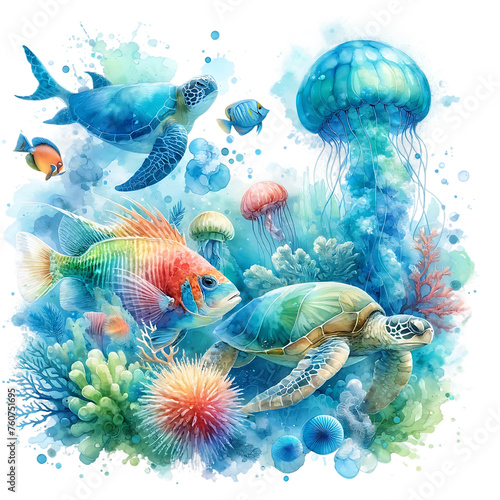 Watercolor Clipart - Sea Animal Png