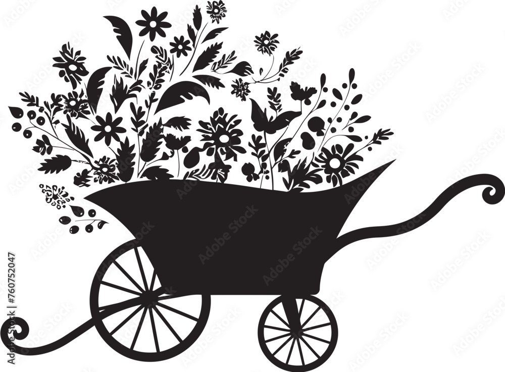 Floral Ferry Aesthetic Wheelbarrow Logo Design Natures Tiller Vector Icon of Floral Cart Floral Ferry Aesthetic Wheelbarrow Logo Design Natures Tiller Vector Icon of Floral Cart