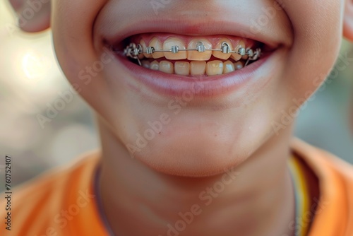 Close-Up of Child s Smile with Orthodontic Braces