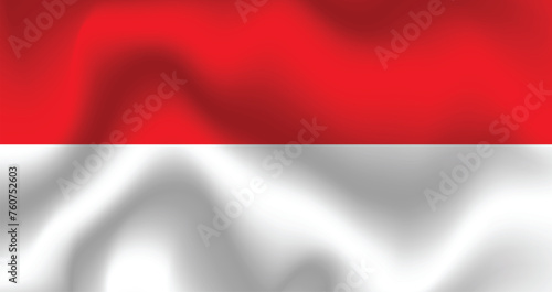 Flat Illustration of the Indonesia national flag. Indonesia flag design. Indonesia wave flag. 