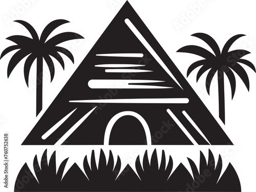 Tribal Tranquility Vector Icon of African Hut Heritage Hideaway Emblematic Straw Hut Logo