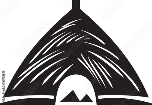 Ethnic Tranquility Vector Icon of African Hut Savanna Shelter Thatched Roof Emblem Design