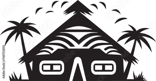 Cultural Hideaway Emblematic African Hut Symbol Rustic Charm Vector Icon of Thatched Hut