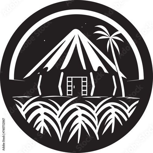 Rustic Charm Vector Icon of Thatched Hut Heritage Serenity Thatched Roof Emblem Design