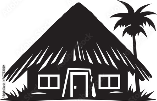 African Thatched Hut Rustic Logo Design Tribal Shelter Vector Icon of Straw Roof Hut