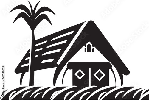 Savanna Serenity Emblematic African Hut Symbol Ethnic Refuge Vector Logo of Thatched Hut