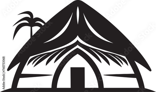 Ethnic Refuge Vector Logo of Thatched Hut Rustic Charm Iconic African Hut Emblem
