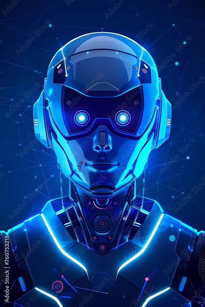 Efficient robot in high-speed data analysis cool blue tones Efficient robot in high-speed data analysis cool blue tones