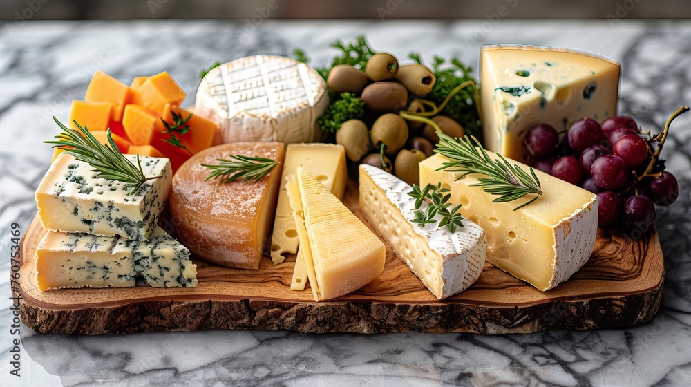 Cheese background. Beautiful assortment of cheeses and vegetables in vintage style on a marble background for design. Cheese background. Beautiful assortment of cheeses and vegetables in vintage style on a marble background for design.
