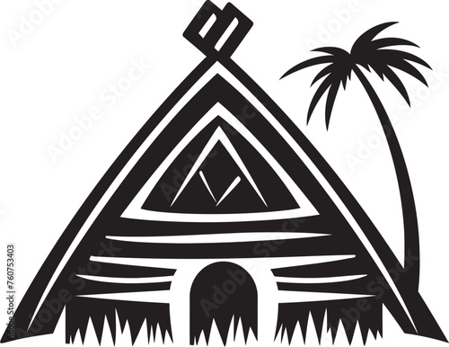 Tribal Tradition Vector Icon of Straw Roof Hut Savanna Serenity Emblematic African Hut Logo Design