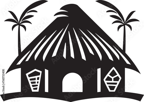 Wilderness Refuge Vector Logo of Thatched Hut Authentic Abode Iconic African Hut Symbol