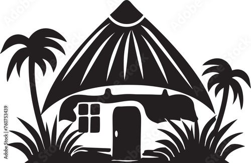 Grassland Gateway Emblematic African Hut Logo Design Indigenous Oasis Vector Logo of Thatched Hut