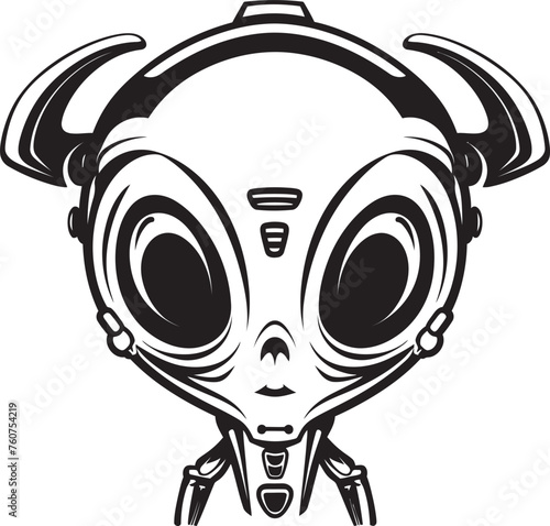 Extraterrestrial Mechanism Alien Robot Logo Design Cybernetic Visitor Vector Icon of Alien Robot