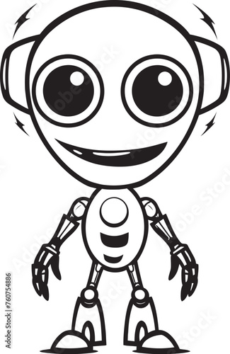 Extraterrestrial Sentry Emblematic Robot Sentinel Robotic Voyager Vector Icon of Alien Explorer