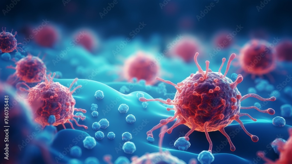 Molecular structure of cancer cells under microscope Molecular structure of cancer cells under microscope