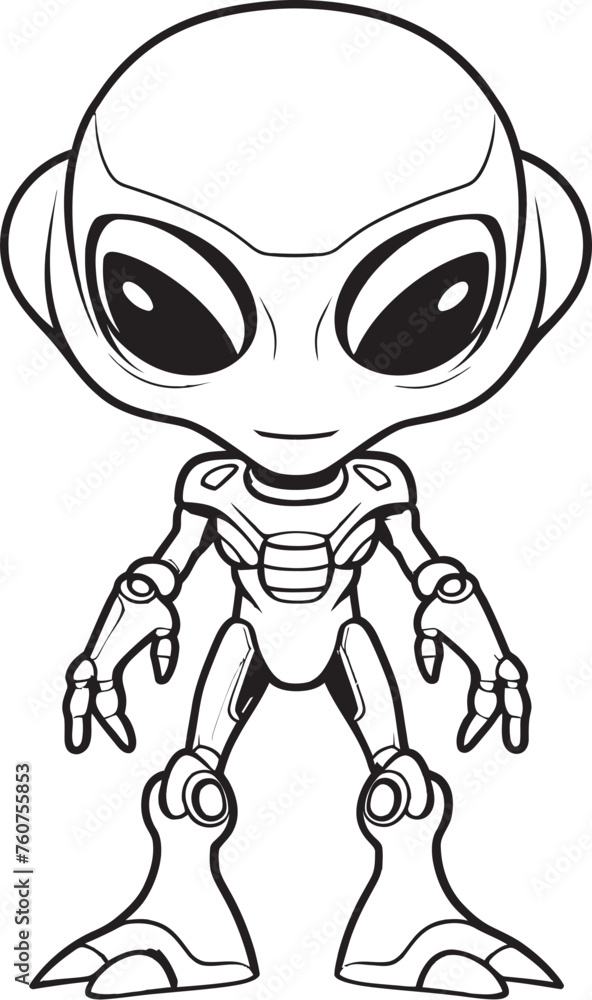 Technological Sentinel Vector Emblem of Android Galactic Explorer Iconic Alien Robot Symbol