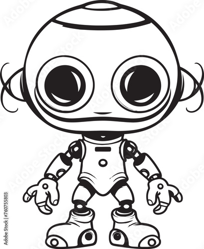 Futuristic Mechanoid Vector Icon of Alien Robot Extraterrestrial Enforcer Emblematic Robot Symbol