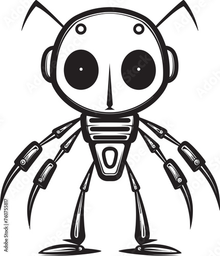 Celestial Sentry Alien Robot Logo Design Robotic Voyager Vector Emblem of Extraterrestrial Robot