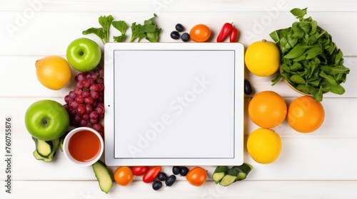 An empty space for text among vegetables and fruits. Advertising concept  cookbook  food recipes  meal plan.