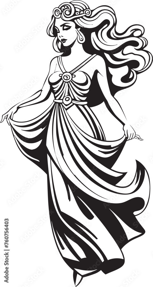 Mythical Maiden Iconic Greek Woman Design Hellenic Harmony Vector Design of Ancient Beauty Mythical Maiden Iconic Greek Woman Design Hellenic Harmony Vector Design of Ancient Beauty