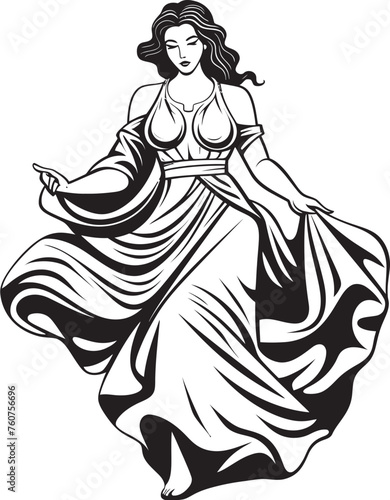 Grecian Grace Vector Design of Ancient Beauty Hellenic Heritage Iconic Emblem of Greek Goddess