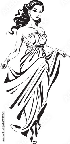 Classical Charm Vector Logo of Ancient Beauty Pantheon Princess Iconic Emblem of Greek Goddess